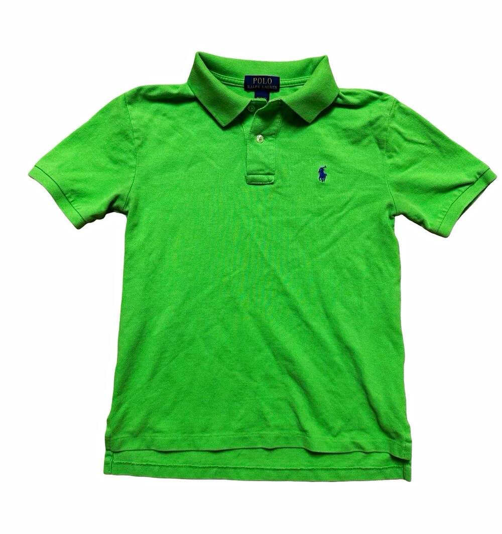 Polo Ralph Lauren Boys Green Polo Shirt M 10-12 Short Sleeve Classic Fit